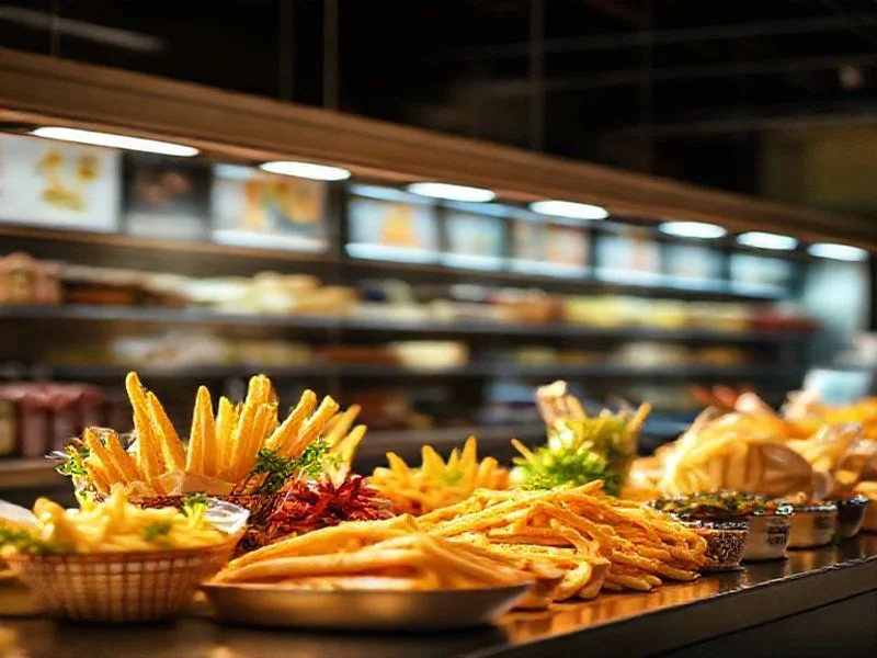 Sophisticated, abstract graphic pattern resembling intertwined botanical elements in deep forest green and burnished gold.